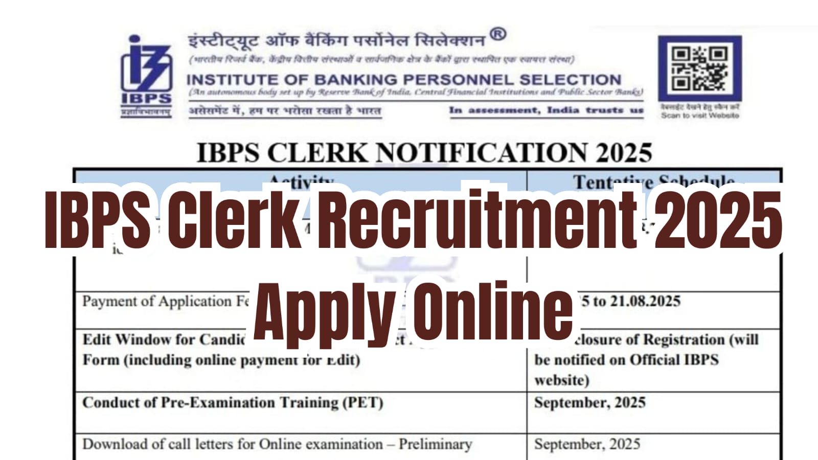 IBPS Clerk Recruitment 2025 Apply Online for 10,277 Vacancies, Check Eligibility & Exam Details