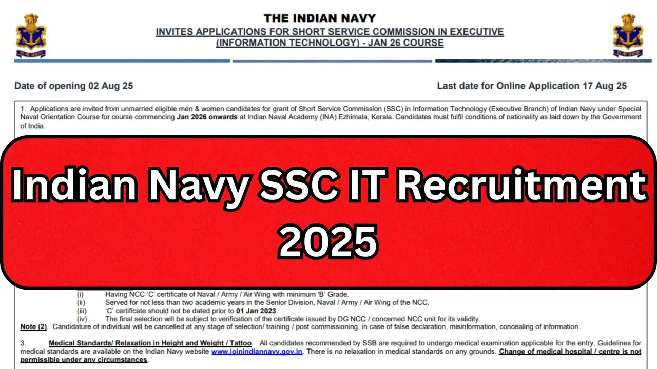 Indian Navy SSC IT Recruitment 2025