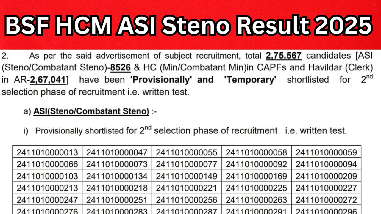 BSF HCM ASI Steno Result 2025