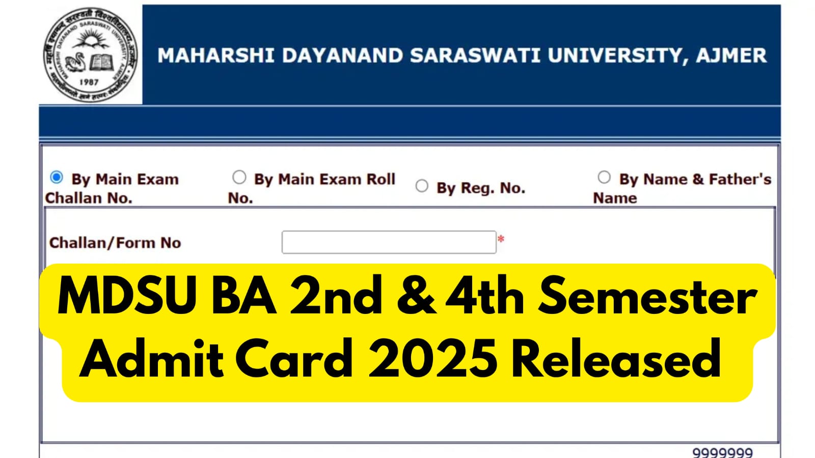 MDSU BA 2nd & 4th Semester Admit Card 2025 Out — Download Now at mdsuajmer.ac.in