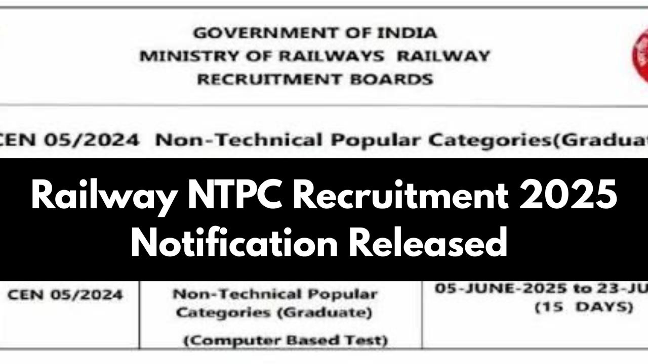 Railway NTPC Recruitment 2025 Notification Released for 8850 Posts, Apply Online Now